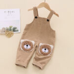100% Cotton Bear Pocket Ribbed Baby Suspender Jumpsuit