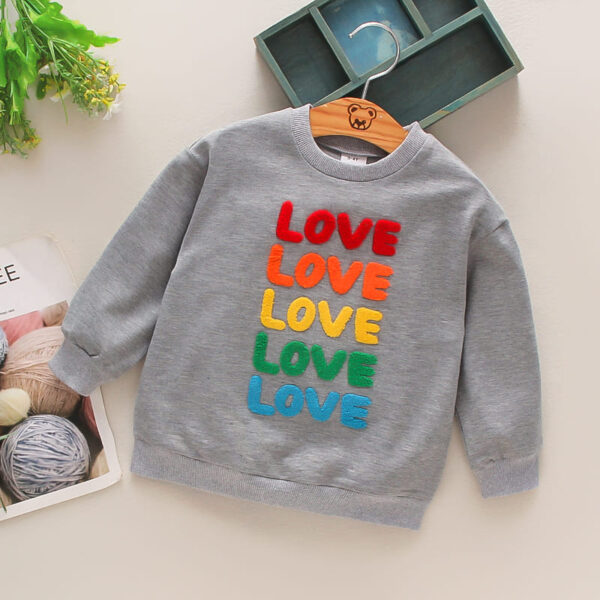LOVE Embroidered Casual Pullover Sweatshirt- 100% Cotton