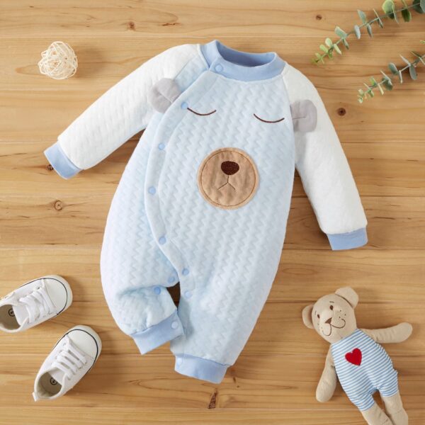 Adorable Bear Pattern 3D Ears Baby Jumpsuit