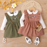 Doll Collar Embroidered Ruffled Sleeves Dress